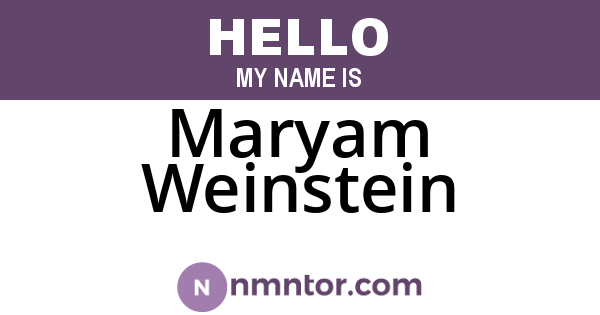 Maryam Weinstein