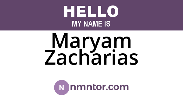 Maryam Zacharias