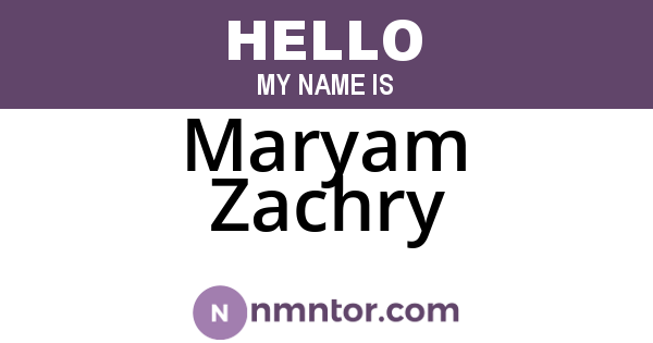 Maryam Zachry