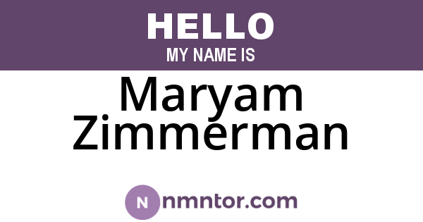 Maryam Zimmerman