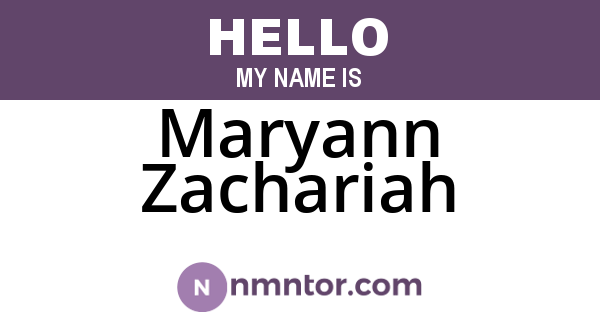 Maryann Zachariah