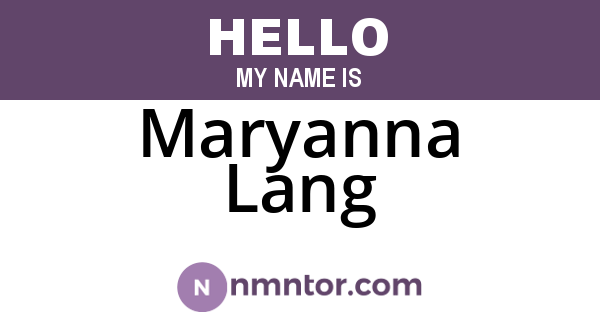Maryanna Lang