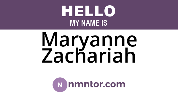 Maryanne Zachariah