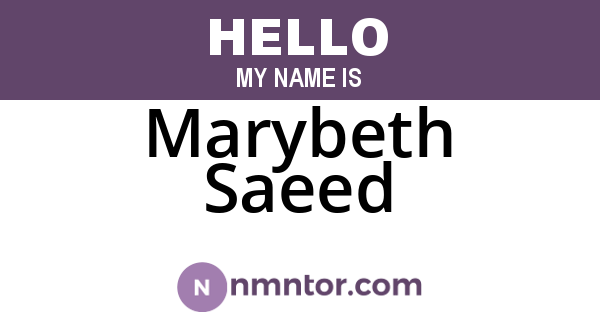 Marybeth Saeed