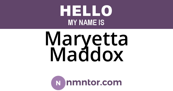 Maryetta Maddox
