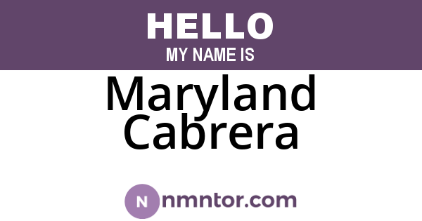 Maryland Cabrera