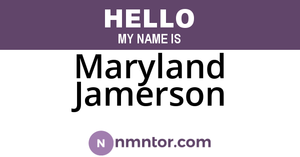 Maryland Jamerson