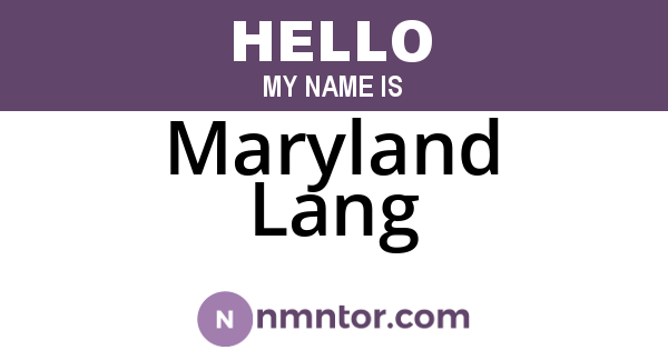 Maryland Lang