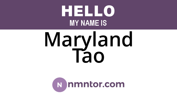Maryland Tao