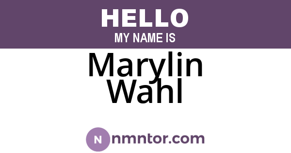 Marylin Wahl