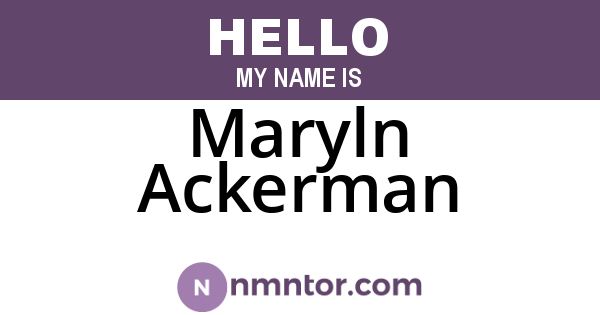 Maryln Ackerman