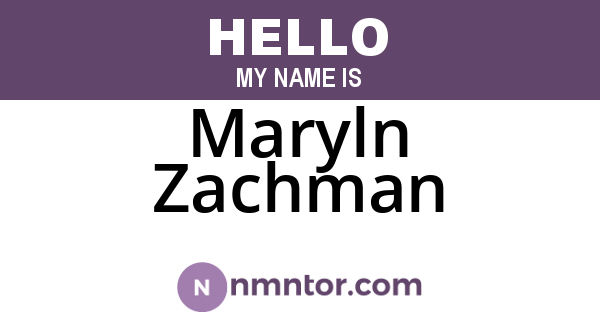 Maryln Zachman