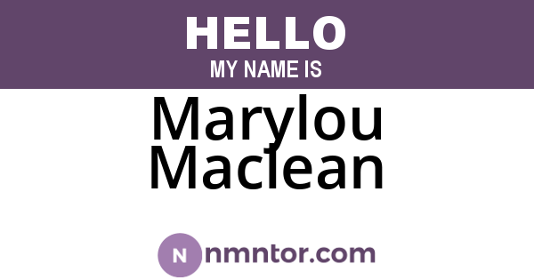 Marylou Maclean