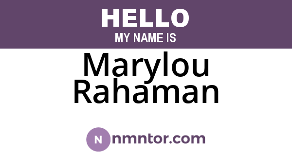 Marylou Rahaman