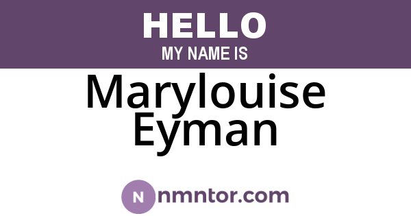 Marylouise Eyman