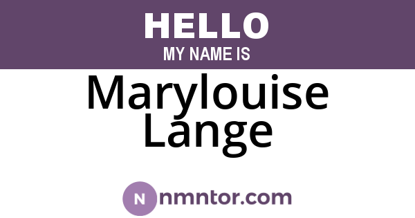 Marylouise Lange