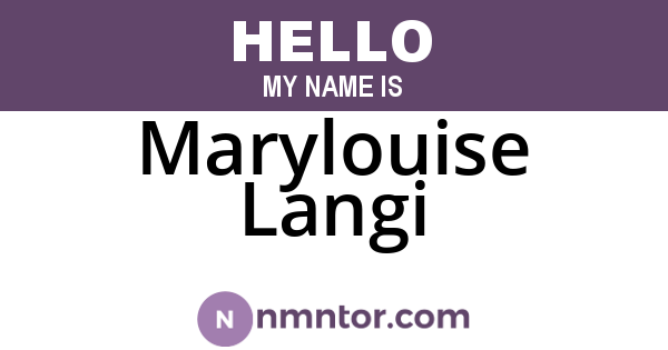 Marylouise Langi
