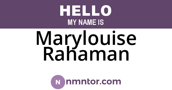 Marylouise Rahaman