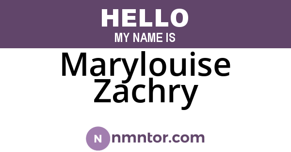 Marylouise Zachry