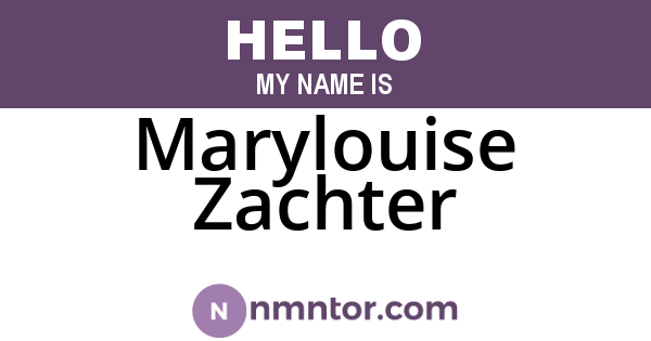 Marylouise Zachter