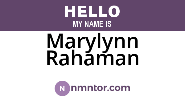 Marylynn Rahaman