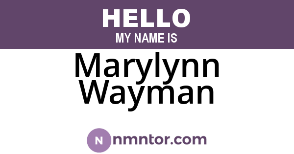 Marylynn Wayman