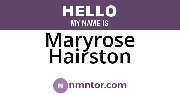 Maryrose Hairston