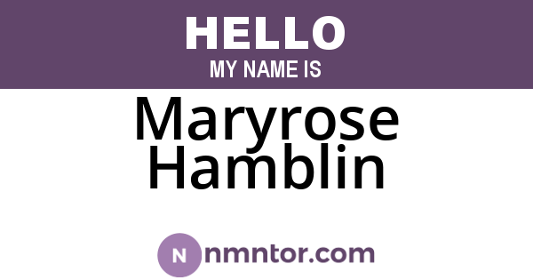 Maryrose Hamblin