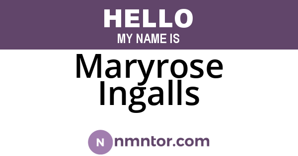 Maryrose Ingalls