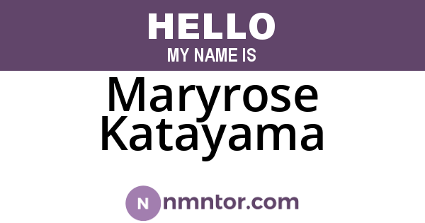 Maryrose Katayama