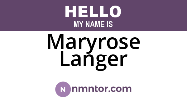 Maryrose Langer