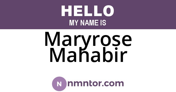Maryrose Mahabir
