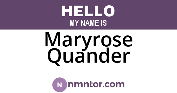 Maryrose Quander