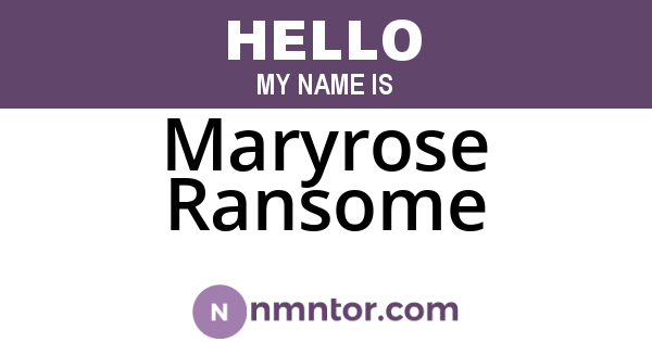 Maryrose Ransome