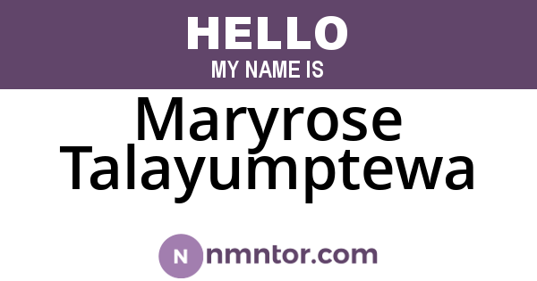Maryrose Talayumptewa