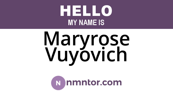 Maryrose Vuyovich