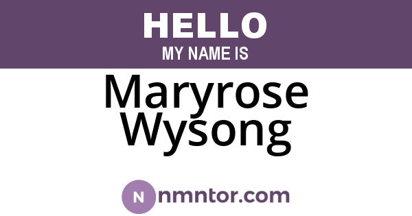 Maryrose Wysong