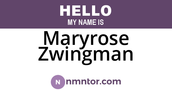 Maryrose Zwingman