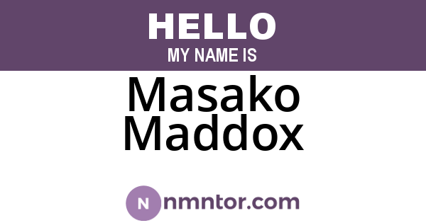 Masako Maddox