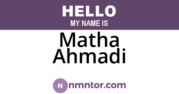 Matha Ahmadi