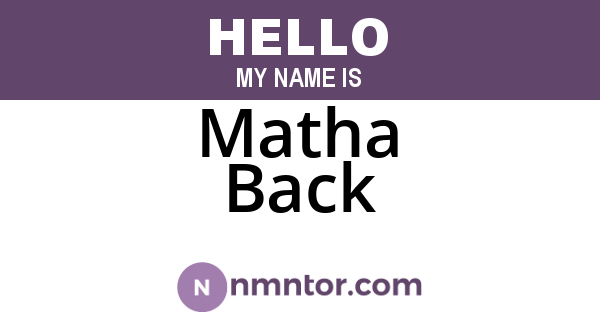 Matha Back