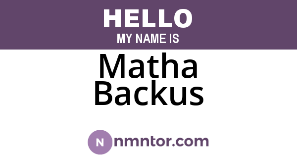Matha Backus