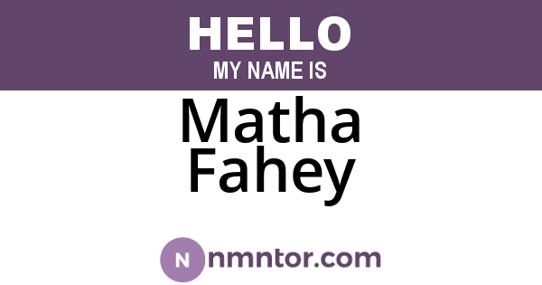 Matha Fahey
