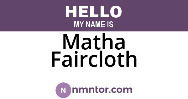 Matha Faircloth