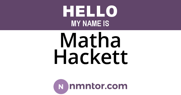 Matha Hackett
