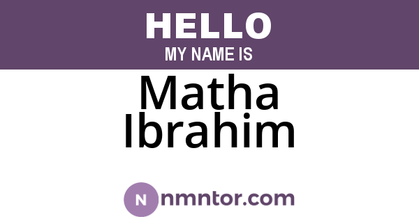 Matha Ibrahim