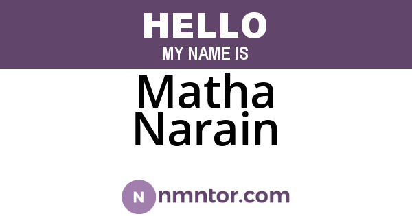 Matha Narain