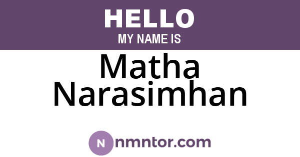 Matha Narasimhan