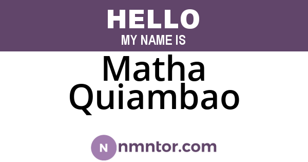 Matha Quiambao