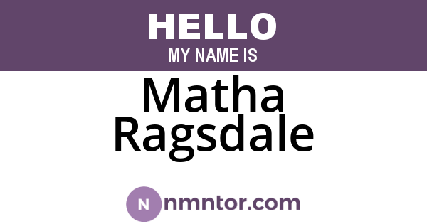 Matha Ragsdale
